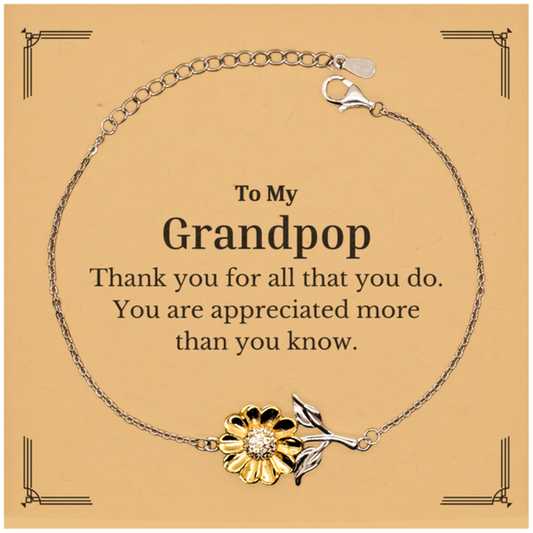 to my grandpop thank you gifts you are appreciated more than you know appreciation sunflower bracelet for grandpop birthday unique gifts for grandpop