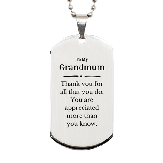 to my grandmum thank you gifts you are appreciated more than you know appreciation silver dog tag for grandmum birthday unique gifts for grandmum