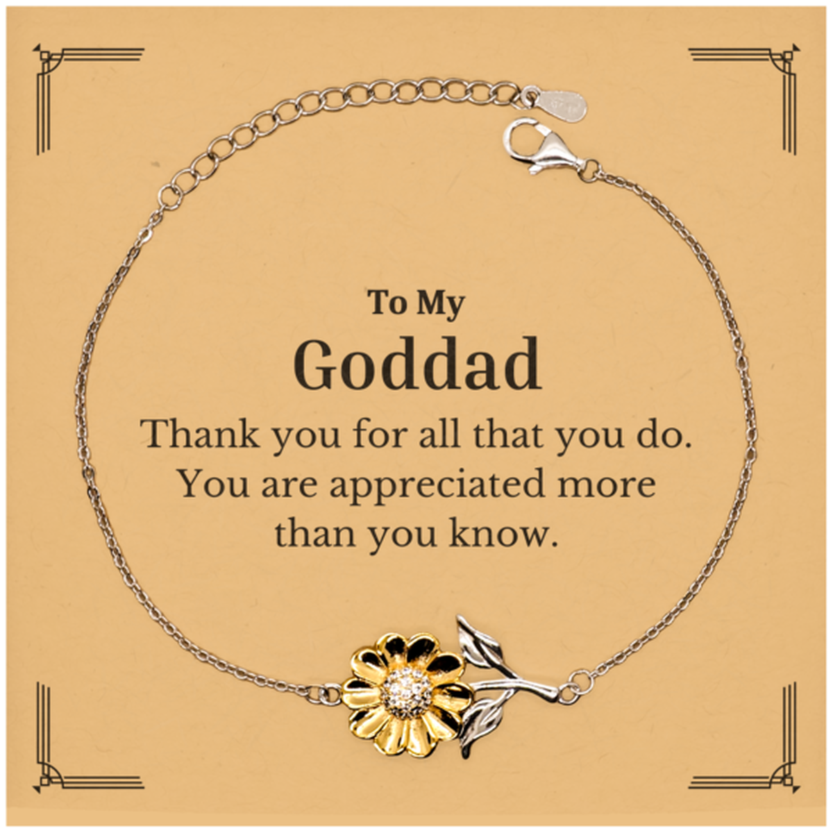 to my goddad thank you gifts you are appreciated more than you know appreciation sunflower bracelet for goddad birthday unique gifts for goddad