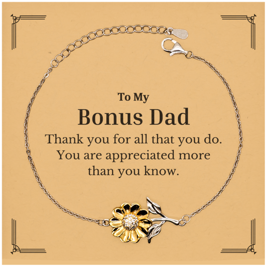 to my bonus dad thank you gifts you are appreciated more than you know appreciation sunflower bracelet for bonus dad birthday unique gifts for bonus dad