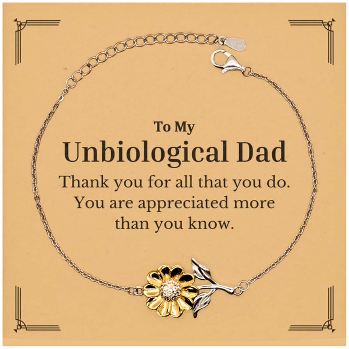 to my unbiological dad thank you gifts you are appreciated more than you know appreciation sunflower bracelet for unbiological dad birthday unique gifts for unbiological dad