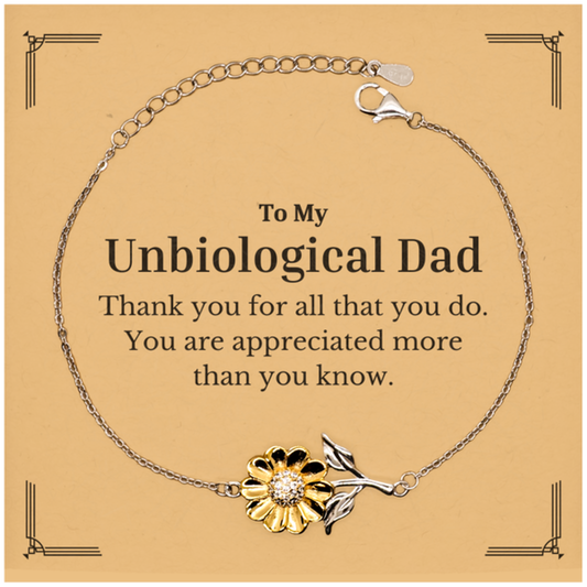 to my unbiological dad thank you gifts you are appreciated more than you know appreciation sunflower bracelet for unbiological dad birthday unique gifts for unbiological dad