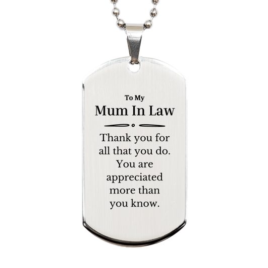 to my mum in law thank you gifts you are appreciated more than you know appreciation silver dog tag for mum in law birthday unique gifts for mum in law