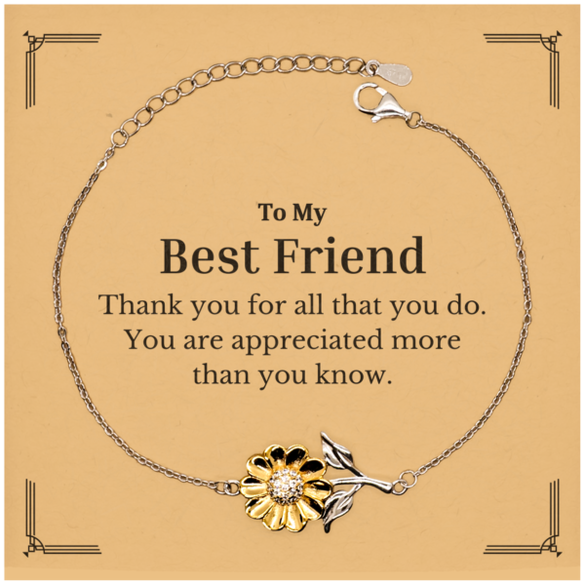 to my best friend thank you gifts you are appreciated more than you know appreciation sunflower bracelet for best friend birthday unique gifts for best friend
