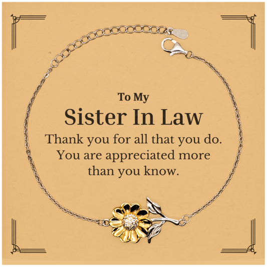 to my sister in law thank you gifts you are appreciated more than you know appreciation sunflower bracelet for sister in law birthday unique gifts for sister in law