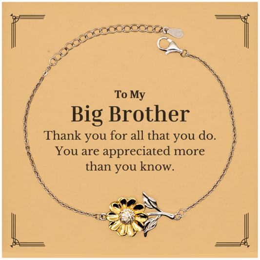to my big brother thank you gifts you are appreciated more than you know appreciation sunflower bracelet for big brother birthday unique gifts for big brother