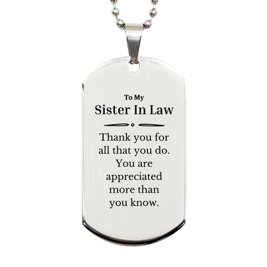 to my sister in law thank you gifts you are appreciated more than you know appreciation silver dog tag for sister in law birthday unique gifts for sister in law