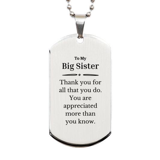 to my big sister thank you gifts you are appreciated more than you know appreciation silver dog tag for big sister birthday unique gifts for big sister