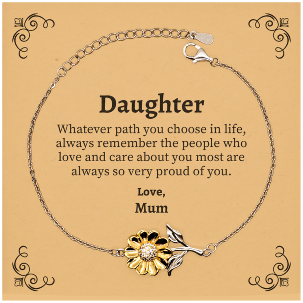 daughter sunflower bracelet always so very proud of you inspirational daughter birthday supporting gifts from mum