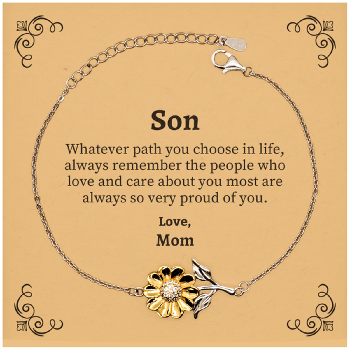 son sunflower bracelet always so very proud of you inspirational son birthday supporting gifts from mom