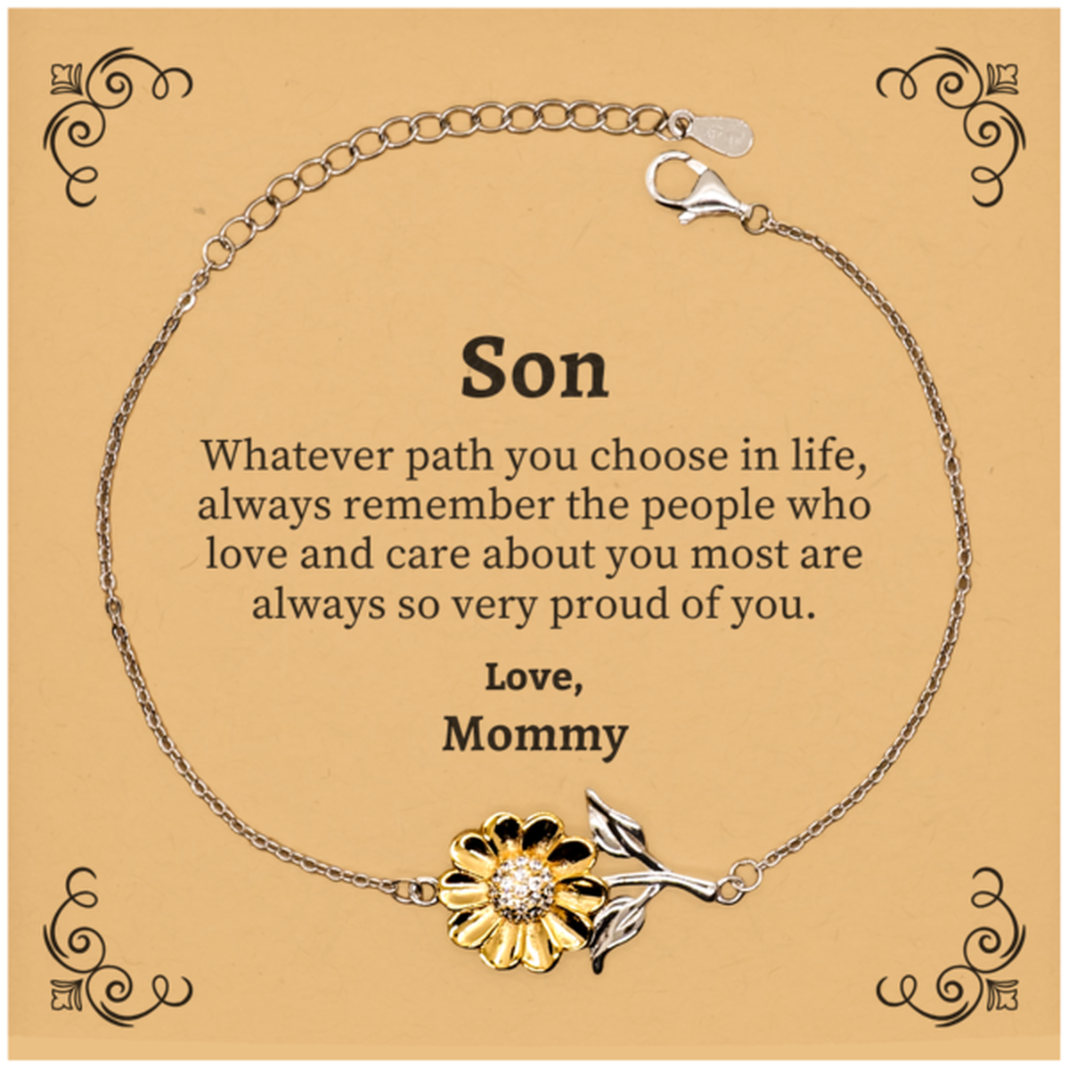 son sunflower bracelet always so very proud of you inspirational son birthday supporting gifts from mommy