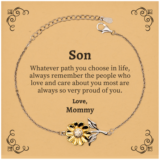 son sunflower bracelet always so very proud of you inspirational son birthday supporting gifts from mommy