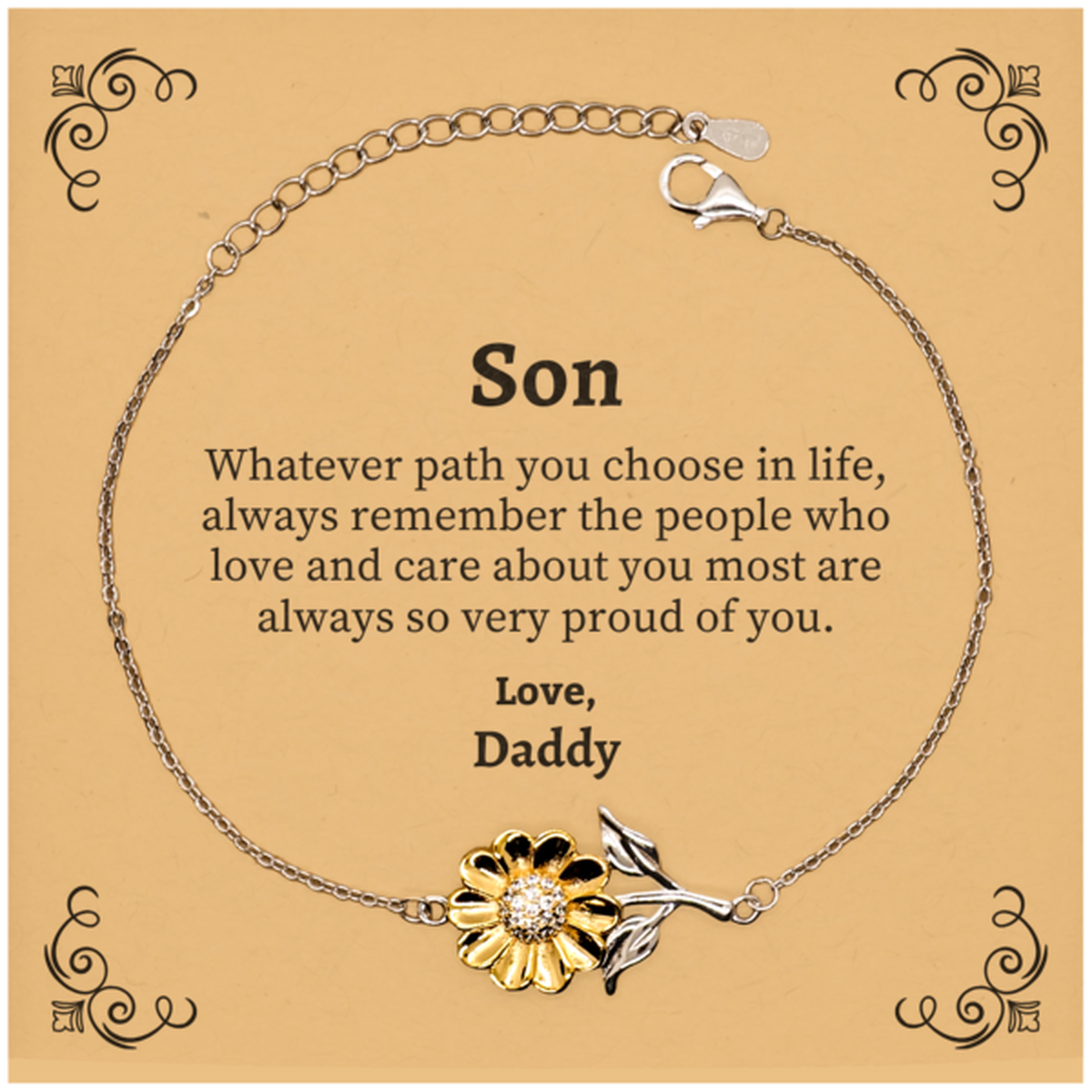 son sunflower bracelet always so very proud of you inspirational son birthday supporting gifts from daddy