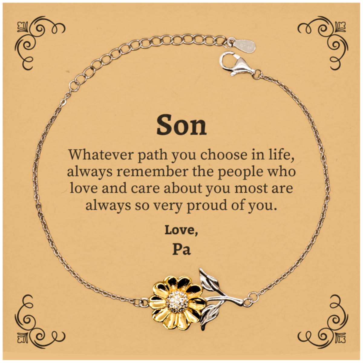 son sunflower bracelet always so very proud of you inspirational son birthday supporting gifts from pa