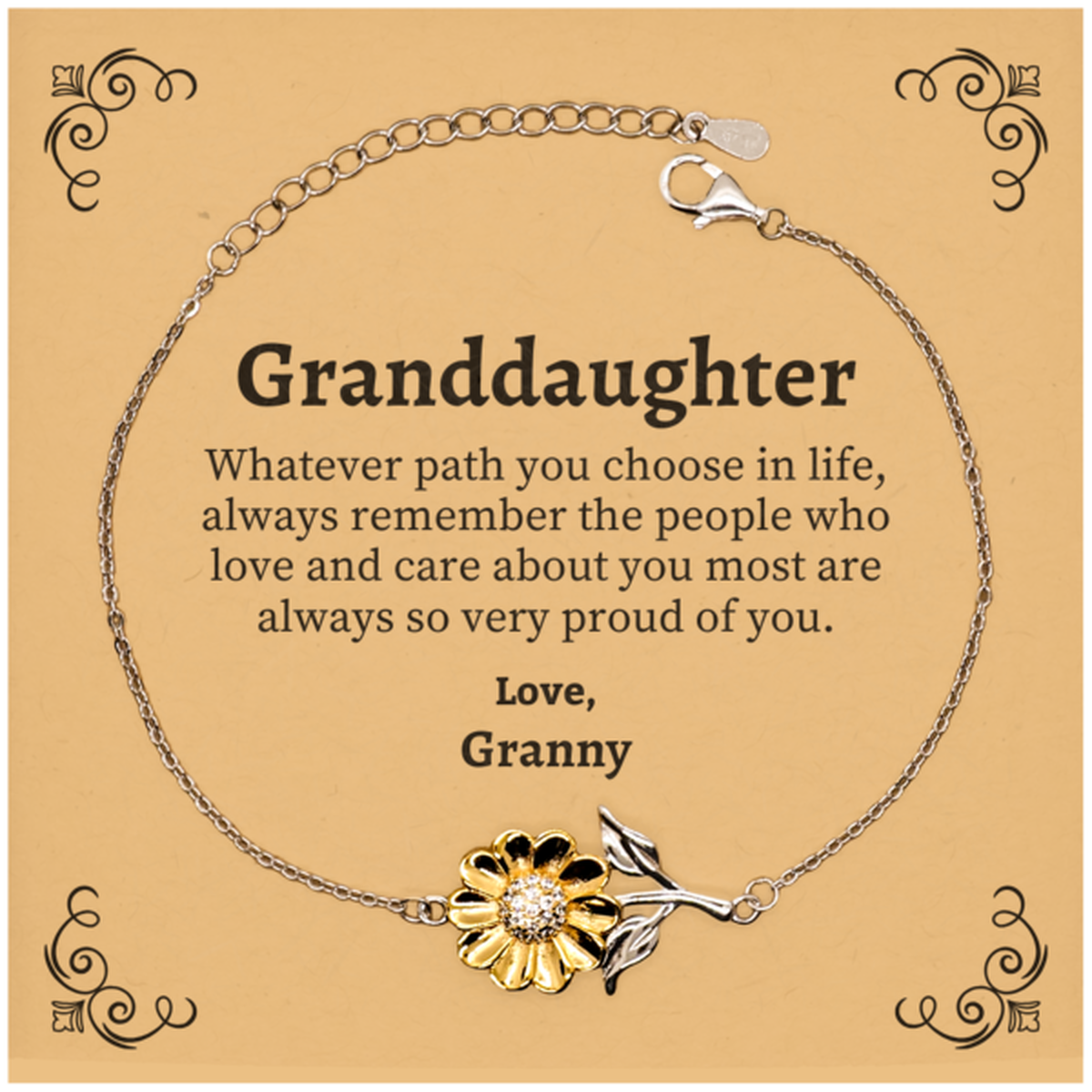 granddaughter sunflower bracelet always so very proud of you inspirational granddaughter birthday supporting gifts from granny