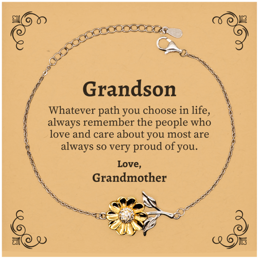 grandson sunflower bracelet always so very proud of you inspirational grandson birthday supporting gifts from grandmother