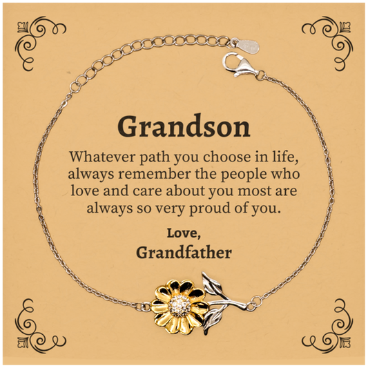 grandson sunflower bracelet always so very proud of you inspirational grandson birthday supporting gifts from grandfather