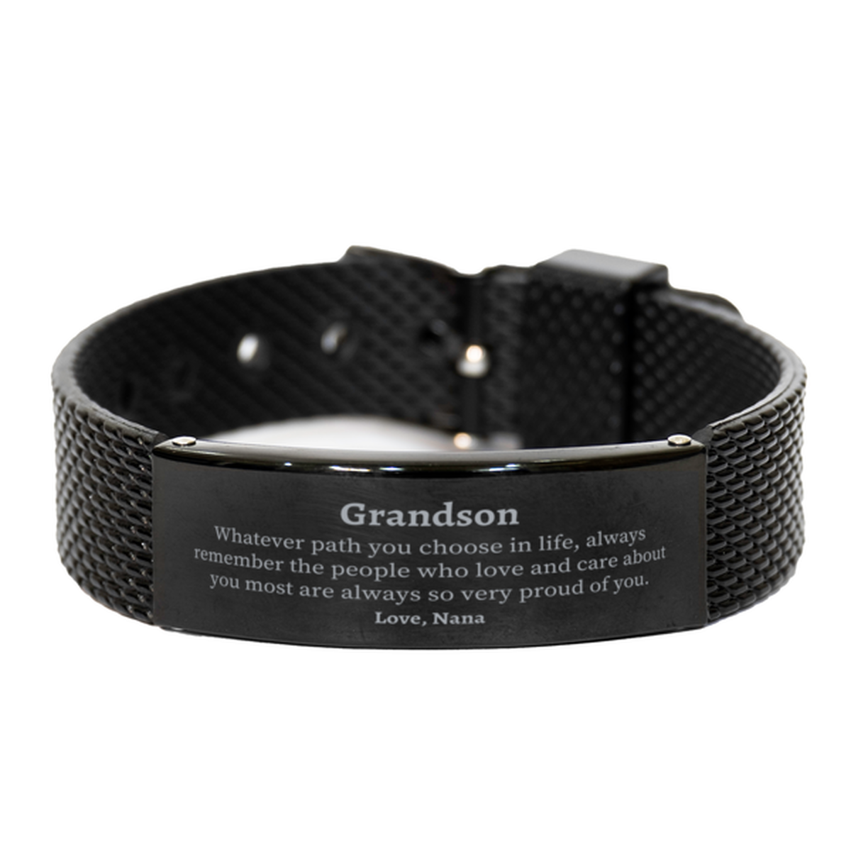 grandson black shark mesh bracelet always so very proud of you inspirational grandson birthday supporting gifts from nana