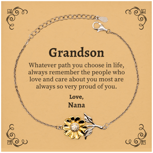 grandson sunflower bracelet always so very proud of you inspirational grandson birthday supporting gifts from nana