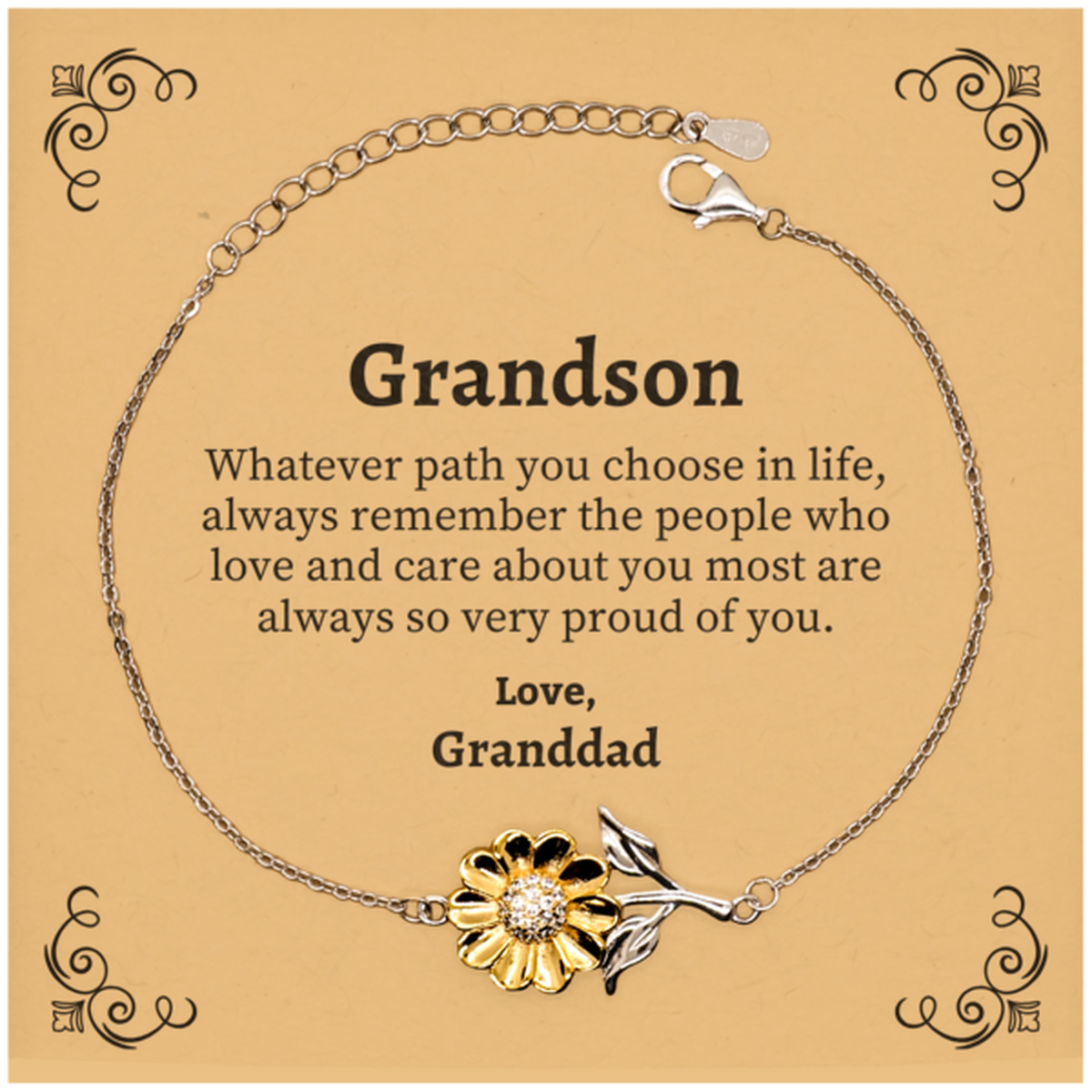 grandson sunflower bracelet always so very proud of you inspirational grandson birthday supporting gifts from granddad