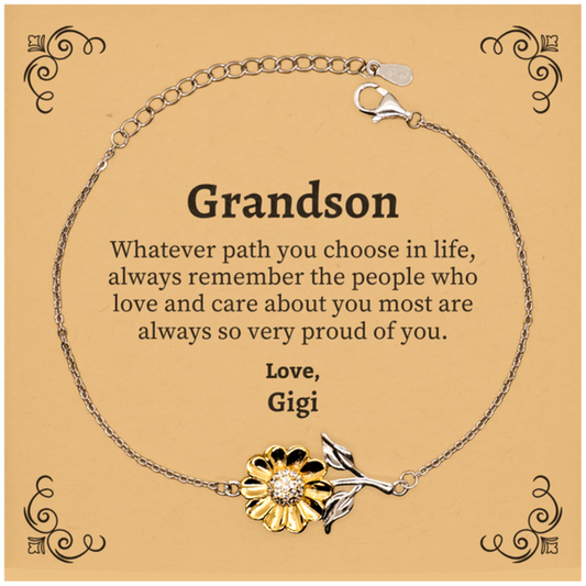 grandson sunflower bracelet always so very proud of you inspirational grandson birthday supporting gifts from gigi