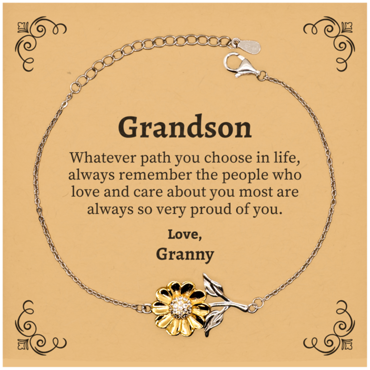 grandson sunflower bracelet always so very proud of you inspirational grandson birthday supporting gifts from granny