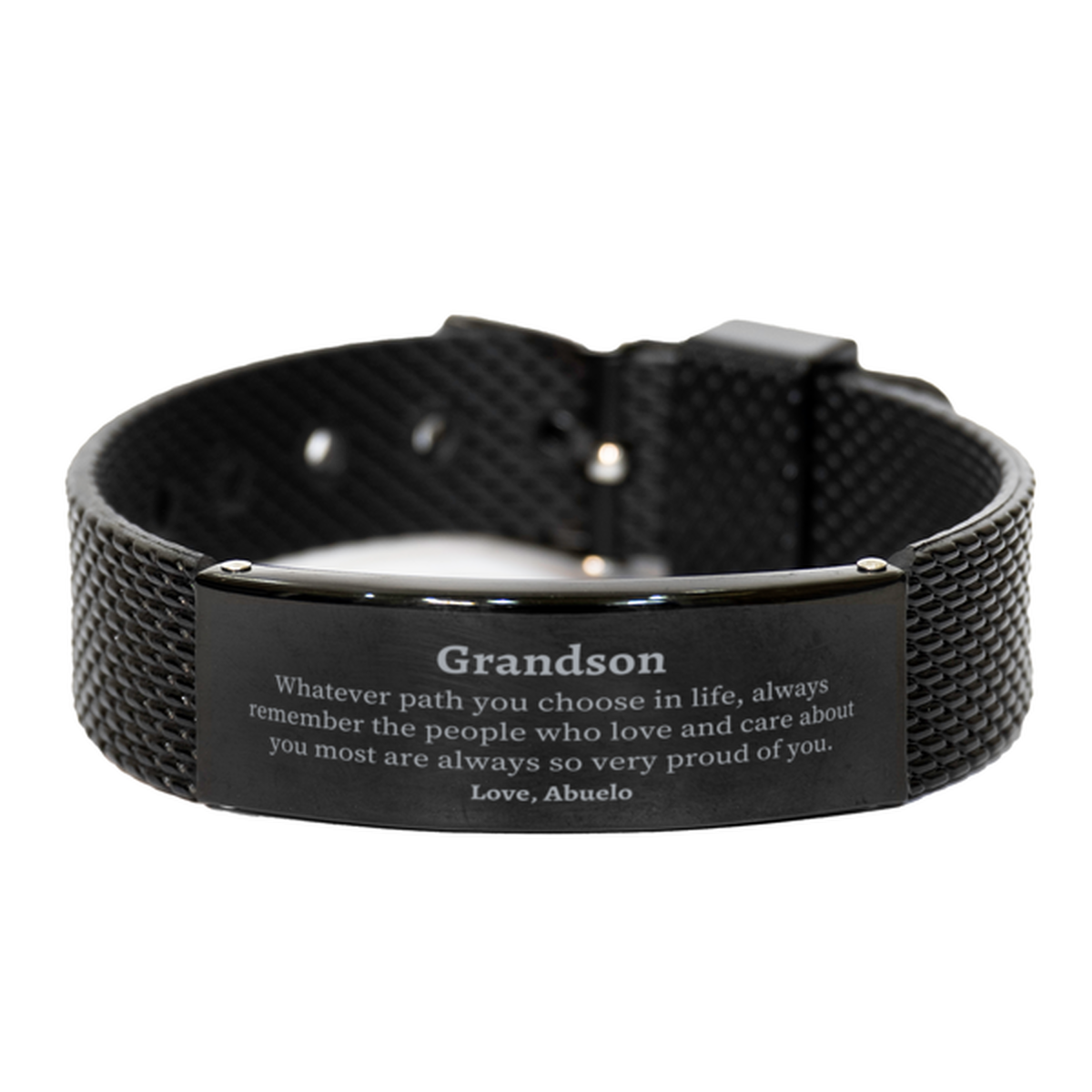 grandson black shark mesh bracelet always so very proud of you inspirational grandson birthday supporting gifts from abuelo