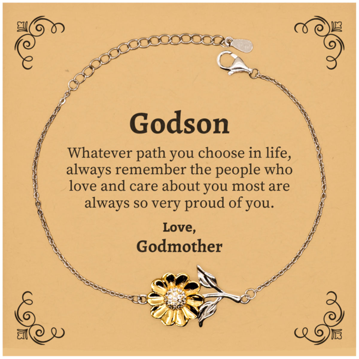 godson sunflower bracelet always so very proud of you inspirational godson birthday supporting gifts from godmother