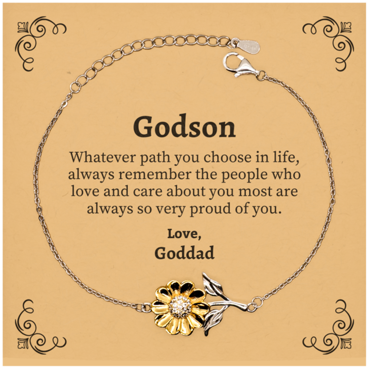 godson sunflower bracelet always so very proud of you inspirational godson birthday supporting gifts from goddad