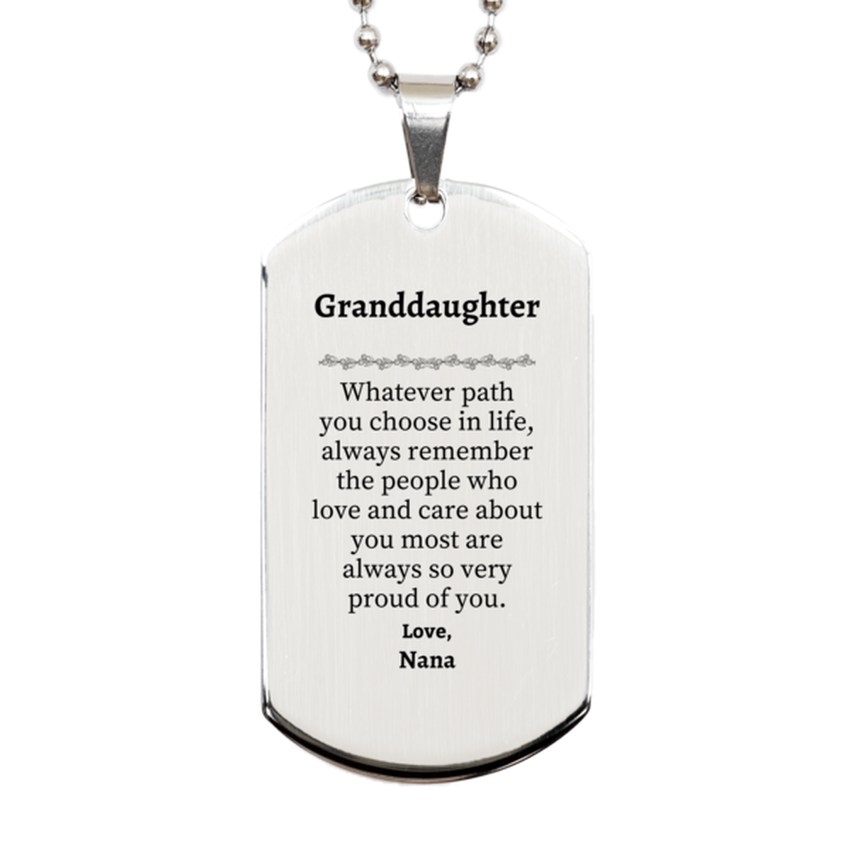 granddaughter silver dog tag always so very proud of you inspirational granddaughter birthday supporting gifts from nana