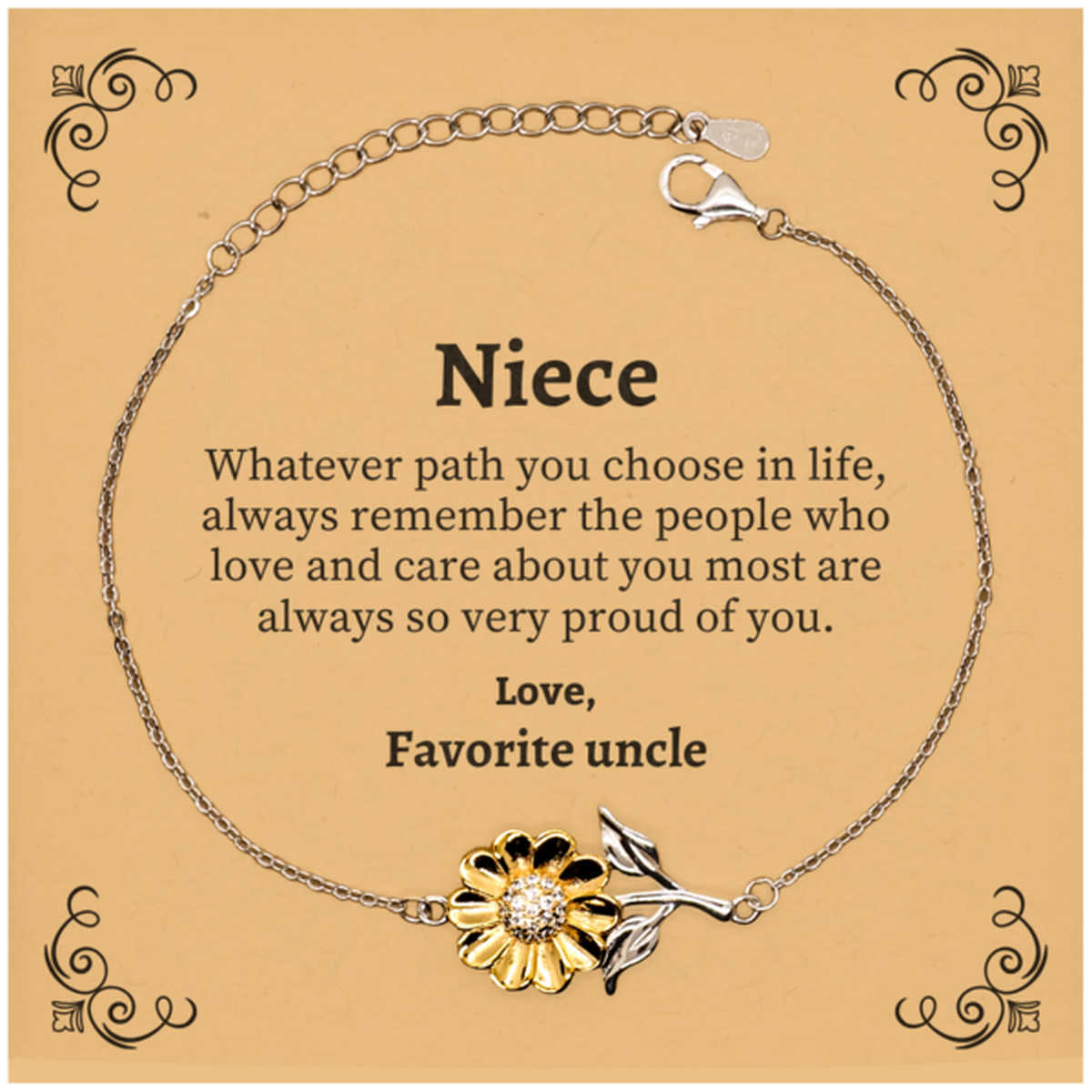niece sunflower bracelet always so very proud of you inspirational niece birthday supporting gifts from favorite uncle