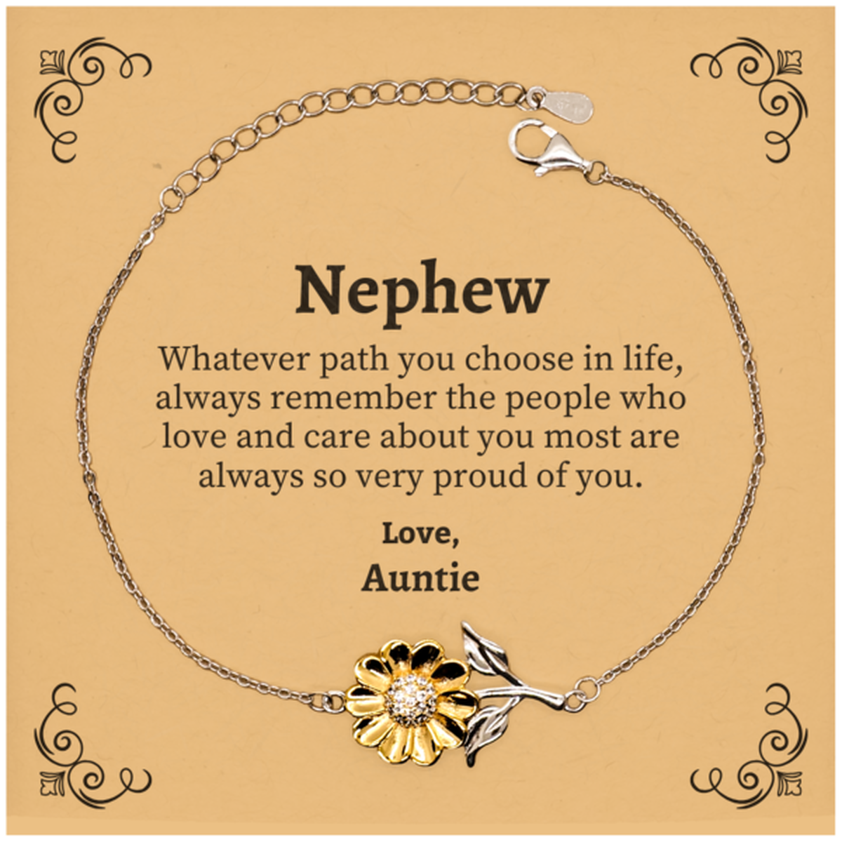 nephew sunflower bracelet always so very proud of you inspirational nephew birthday supporting gifts from auntie 1