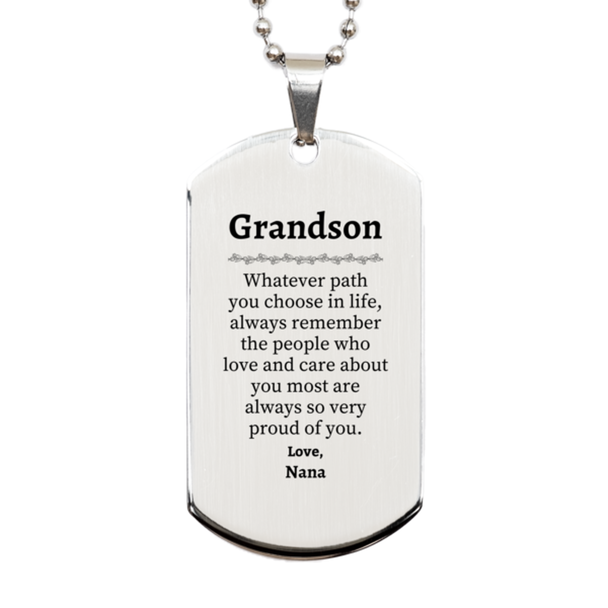 grandson silver dog tag always so very proud of you inspirational grandson birthday supporting gifts from nana