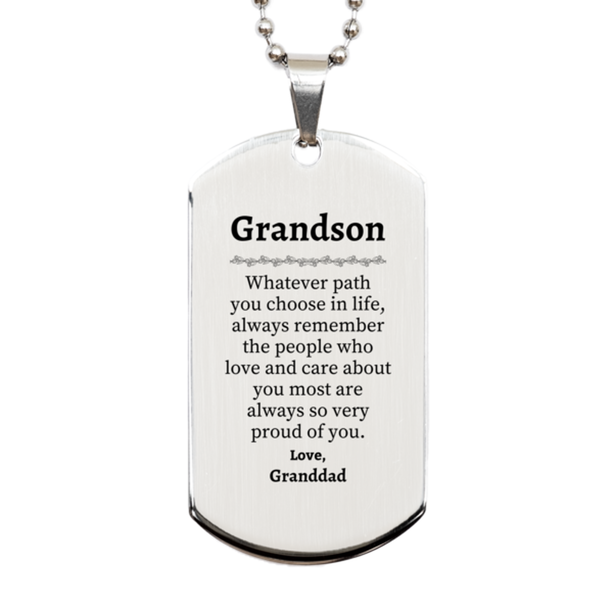 grandson silver dog tag always so very proud of you inspirational grandson birthday supporting gifts from granddad