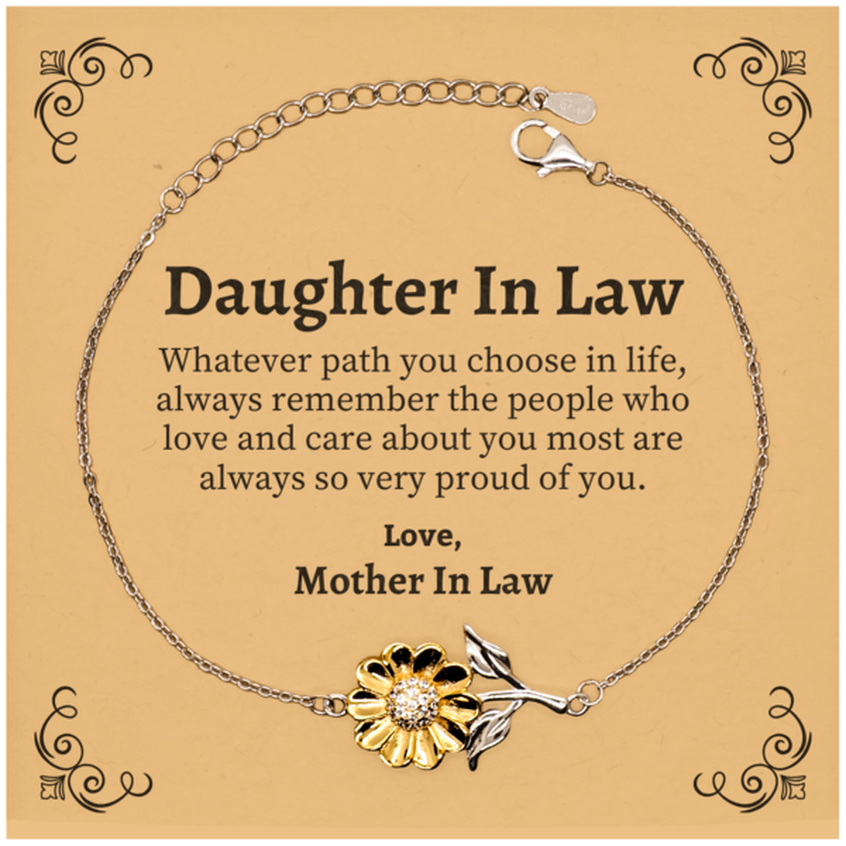 daughter in law sunflower bracelet always so very proud of you inspirational daughter in law birthday supporting gifts from mother in law