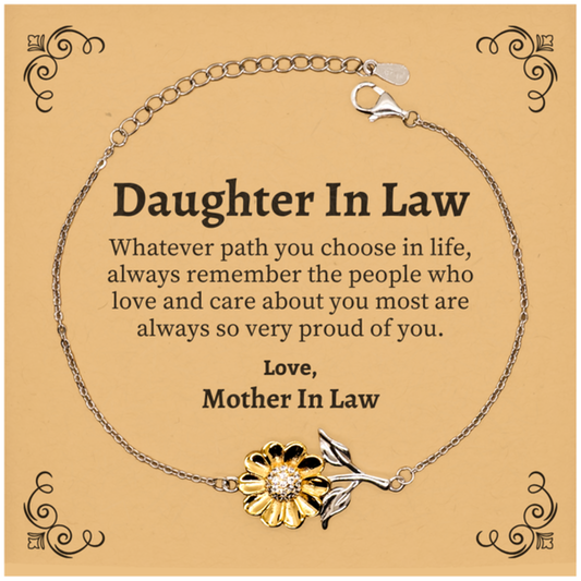 daughter in law sunflower bracelet always so very proud of you inspirational daughter in law birthday supporting gifts from mother in law