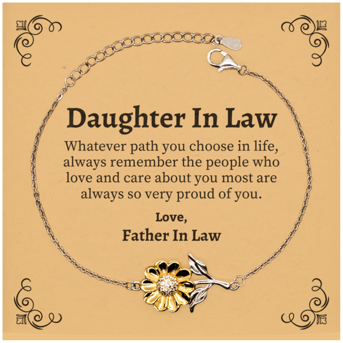daughter in law sunflower bracelet always so very proud of you inspirational daughter in law birthday supporting gifts from father in law