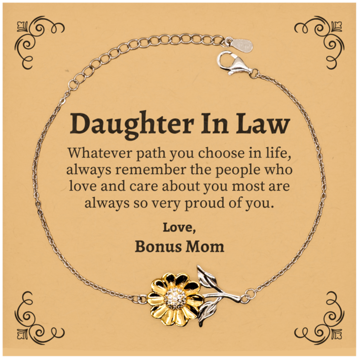 daughter in law sunflower bracelet always so very proud of you inspirational daughter in law birthday supporting gifts from bonus mom 1