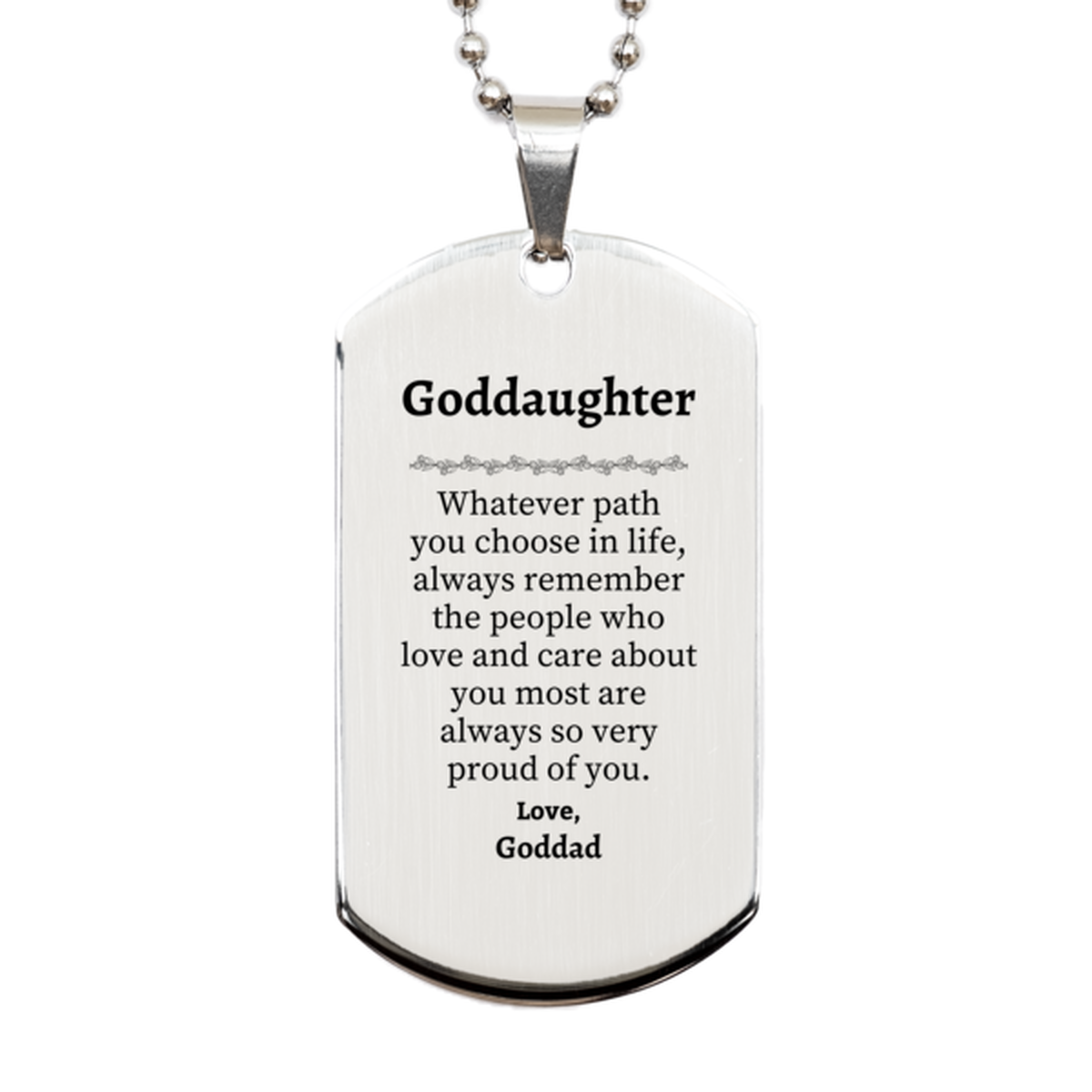 goddaughter silver dog tag always so very proud of you inspirational goddaughter birthday supporting gifts from goddad