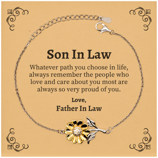 son in law sunflower bracelet always so very proud of you inspirational son in law birthday supporting gifts from father in law