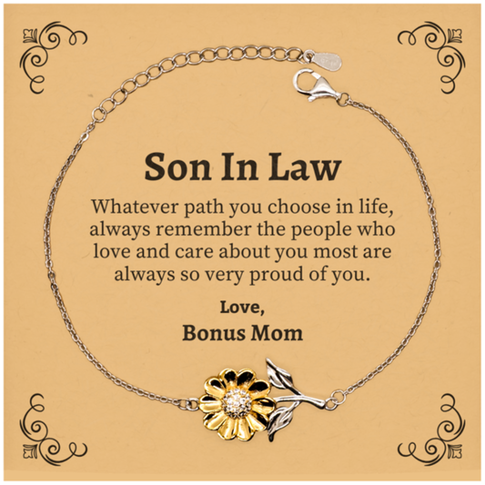 son in law sunflower bracelet always so very proud of you inspirational son in law birthday supporting gifts from bonus mom