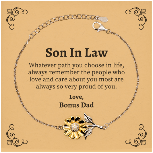 son in law sunflower bracelet always so very proud of you inspirational son in law birthday supporting gifts from bonus dad