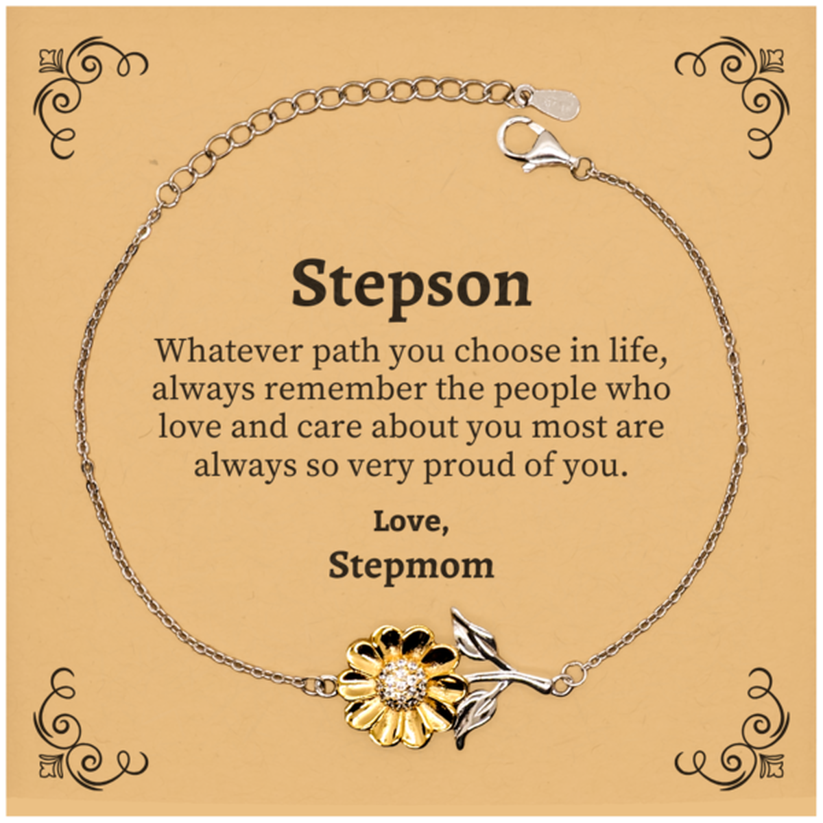 stepson sunflower bracelet always so very proud of you inspirational stepson birthday supporting gifts from stepmom