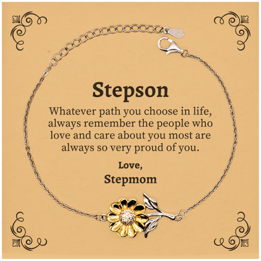 stepson sunflower bracelet always so very proud of you inspirational stepson birthday supporting gifts from stepmom