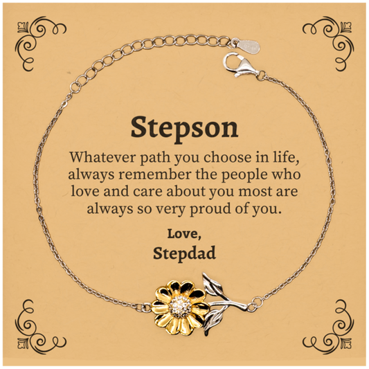 stepson sunflower bracelet always so very proud of you inspirational stepson birthday supporting gifts from stepdad