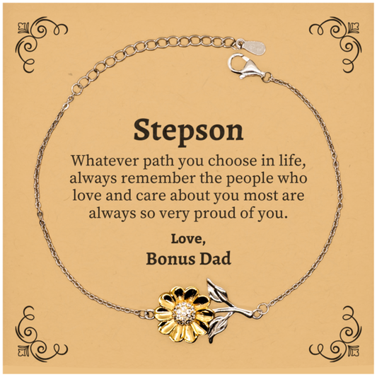 stepson sunflower bracelet always so very proud of you inspirational stepson birthday supporting gifts from bonus dad