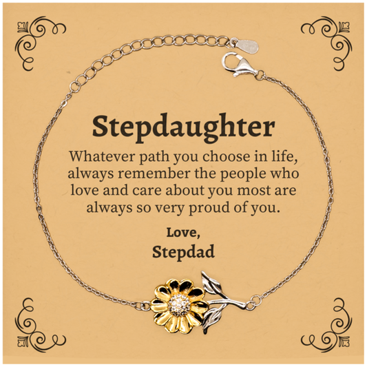 stepdaughter sunflower bracelet always so very proud of you inspirational stepdaughter birthday supporting gifts from stepdad