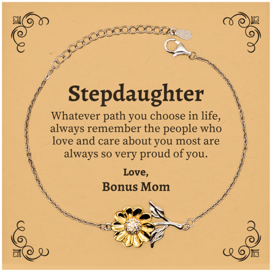 stepdaughter sunflower bracelet always so very proud of you inspirational stepdaughter birthday supporting gifts from bonus mom