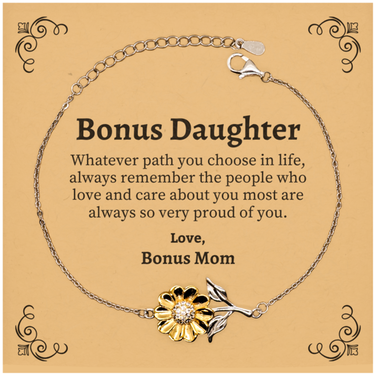 bonus daughter sunflower bracelet always so very proud of you inspirational bonus daughter birthday supporting gifts from bonus mom