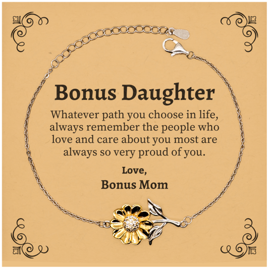 bonus daughter sunflower bracelet always so very proud of you inspirational bonus daughter birthday supporting gifts from bonus mom
